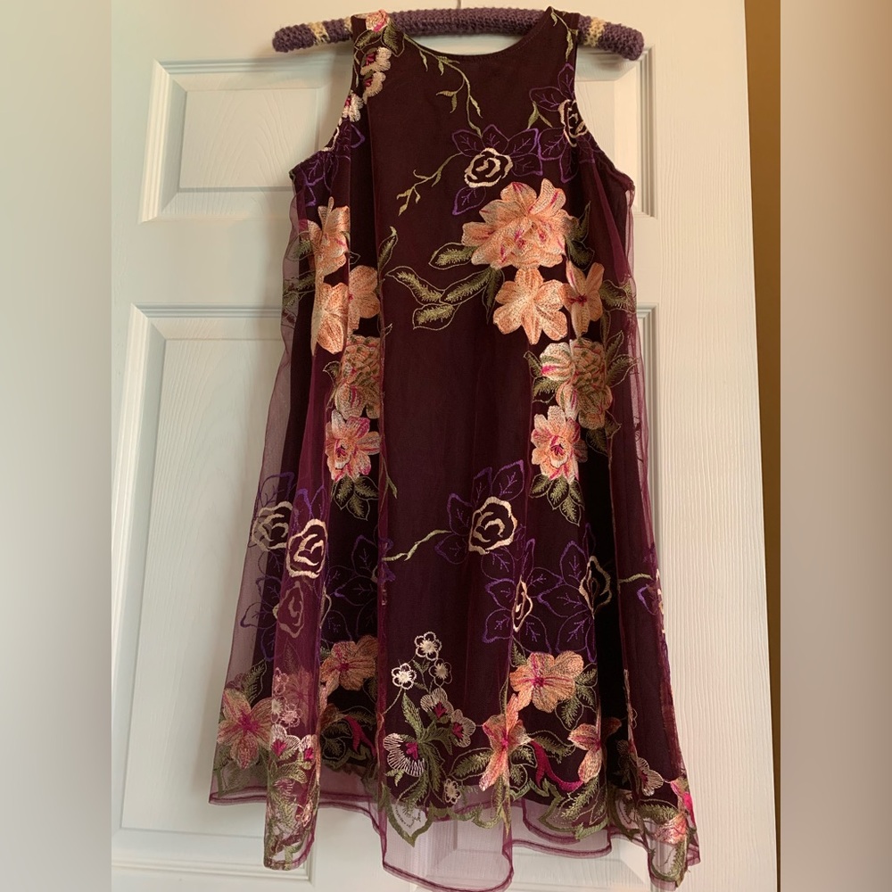 Oh baby! Glorious purple babydoll dress with embroidered flowers Small